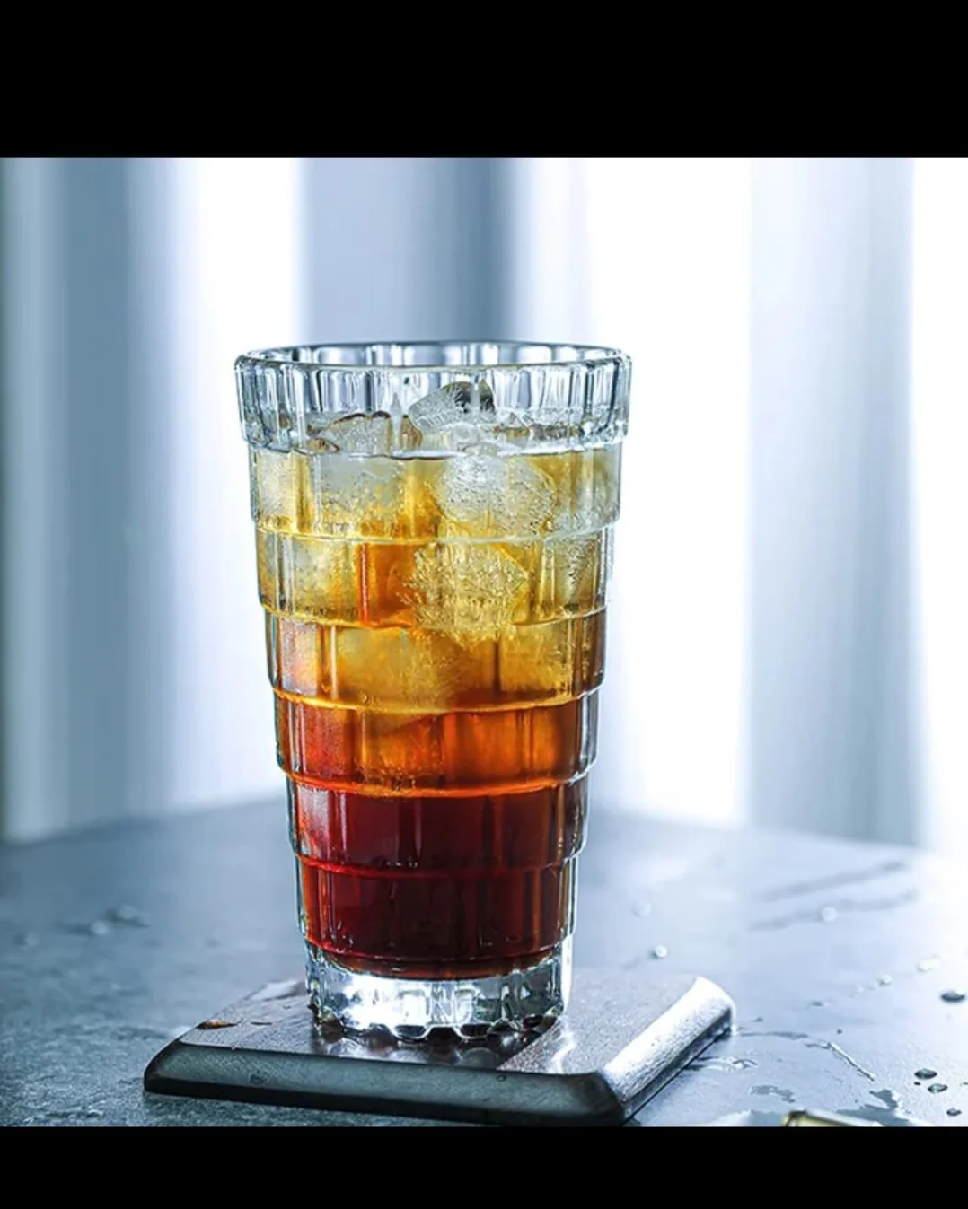 6pcs Set Clear Highball Stackable Water Juice Crystal Glasses Cup With Gold Rim. - Image 2