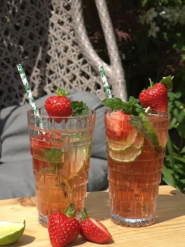 6pcs Set Clear Highball Stackable Water Juice Crystal Glasses Cup With Gold Rim. - Image 4