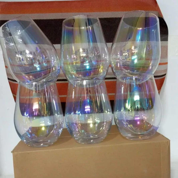 6pcs Stemless Rainbow Wine Glasses - Image 2