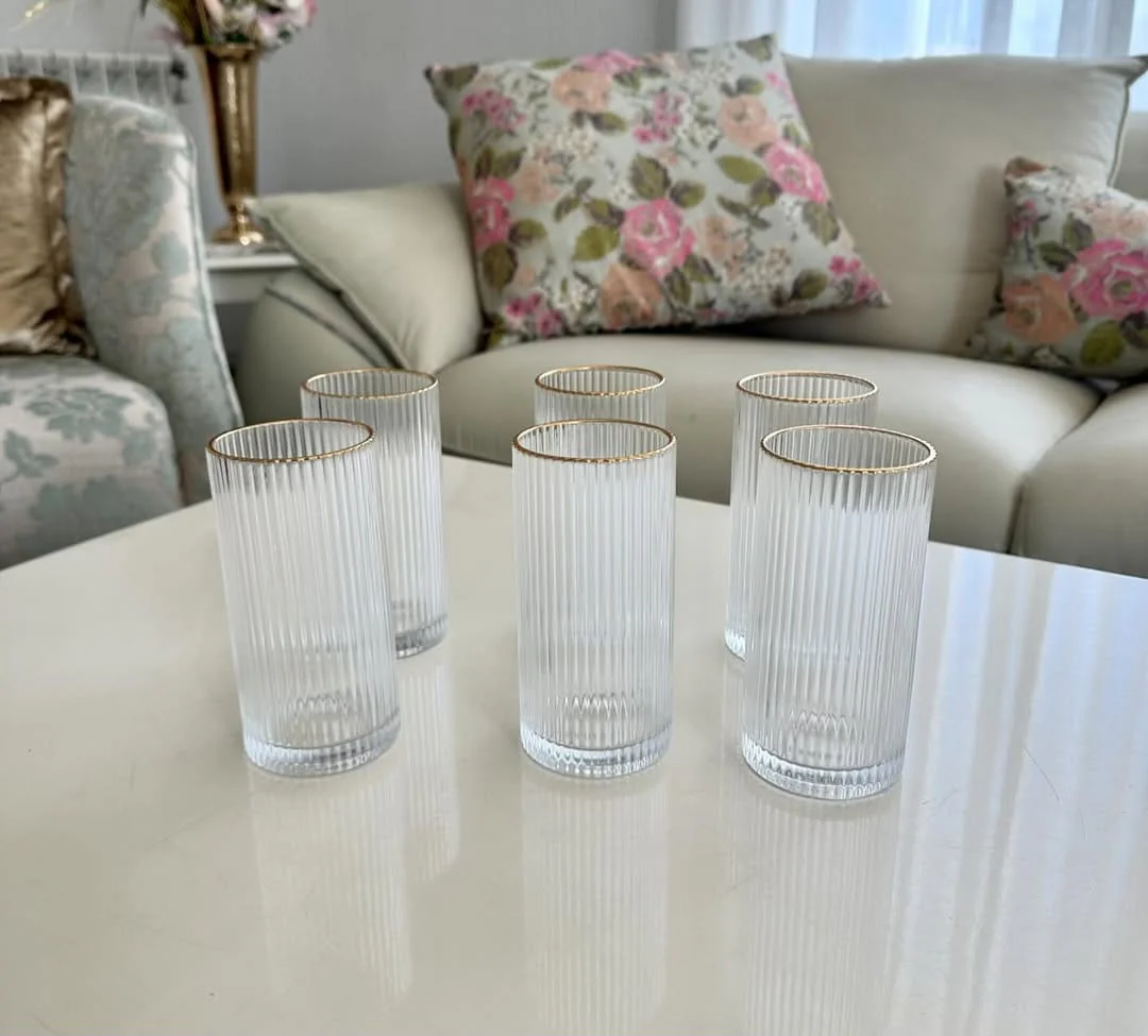 6pcs Unique Diamond Highball Glass Set – 400ml - Image 3