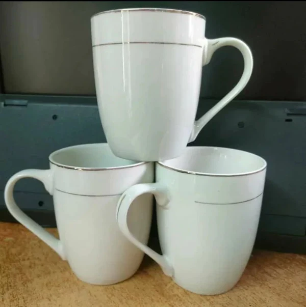 6pcs White ceramic teacup with a golden rim - Image 2