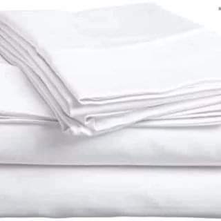 White Plain fitted Cotton Bedsheets 3pcs Set - Image 2