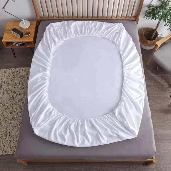 White Plain fitted Cotton Bedsheets 3pcs Set - Image 3