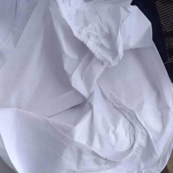 White Plain fitted Cotton Bedsheets 3pcs Set - Image 4