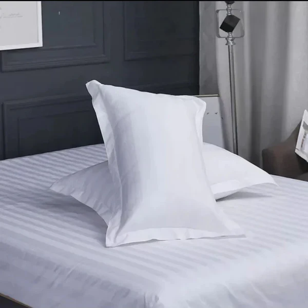 7*8ft Hotel Quality Cotton White satin stripped bedsheets - Image 3