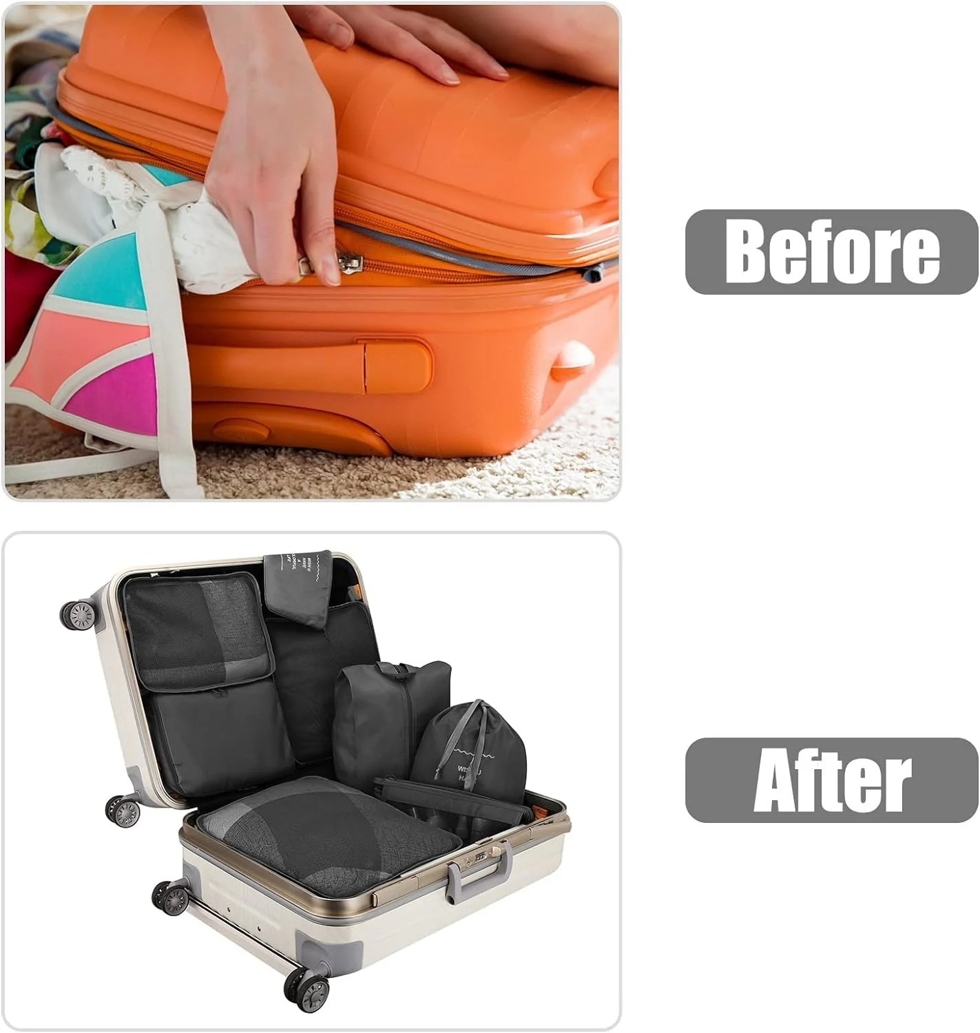 8-Piece Travel Packing Cubes Set | Waterproof Luggage Organizers for Suitcase - Image 4
