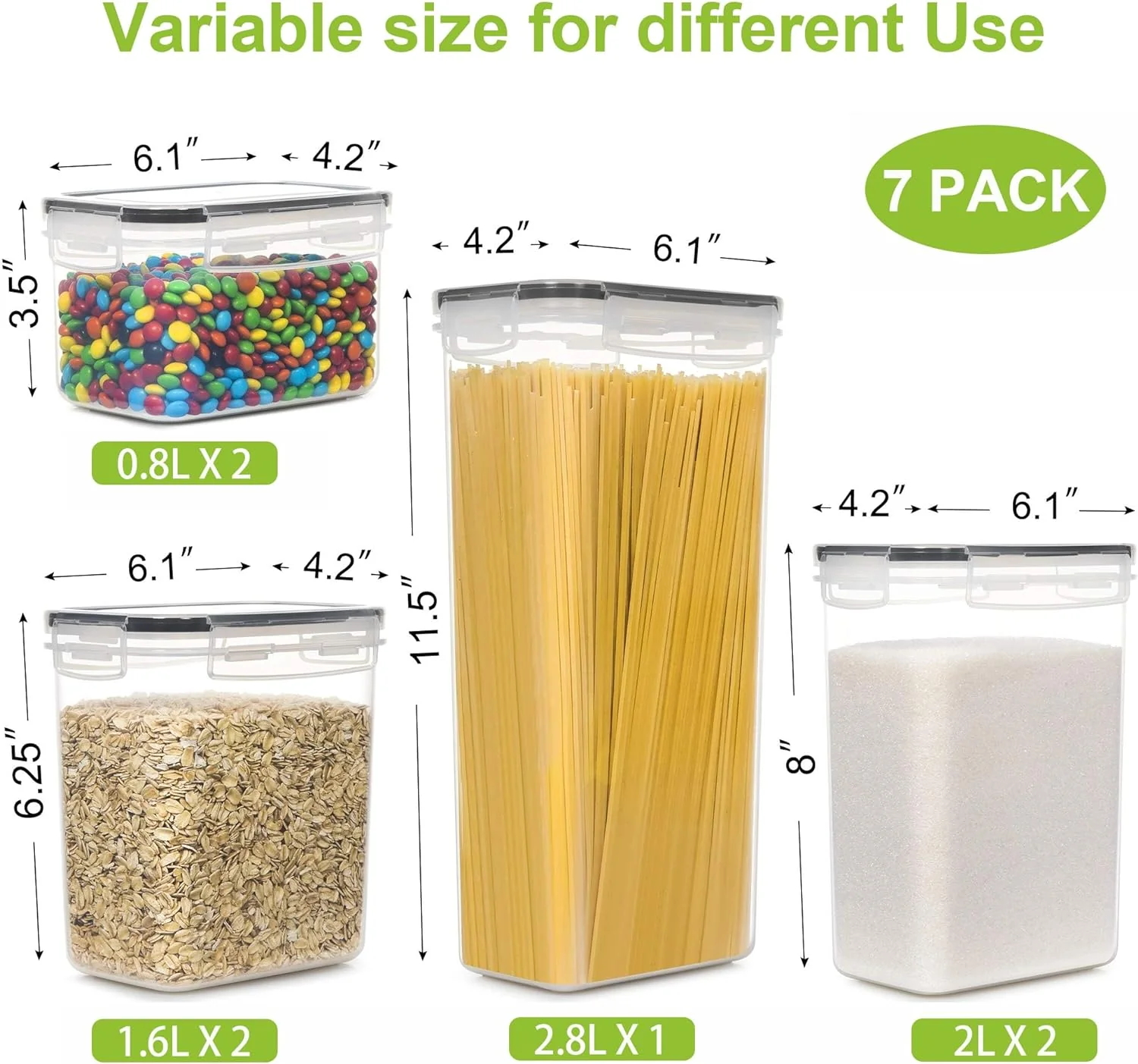 7 PACK Airtight Food Storage Containers With Lids, BPA Free Kitchen Storage Containers for Spaghetti, Pasta and More - Image 2