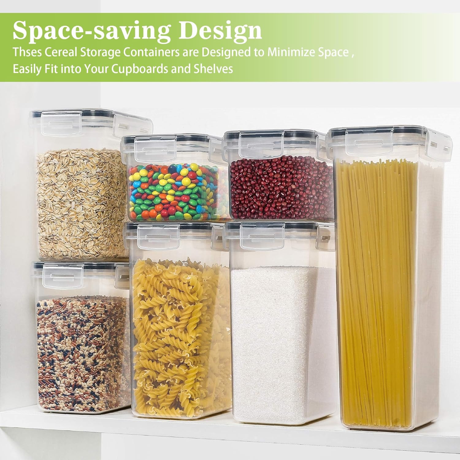 7 PACK Airtight Food Storage Containers With Lids, BPA Free Kitchen Storage Containers for Spaghetti, Pasta and More - Image 4