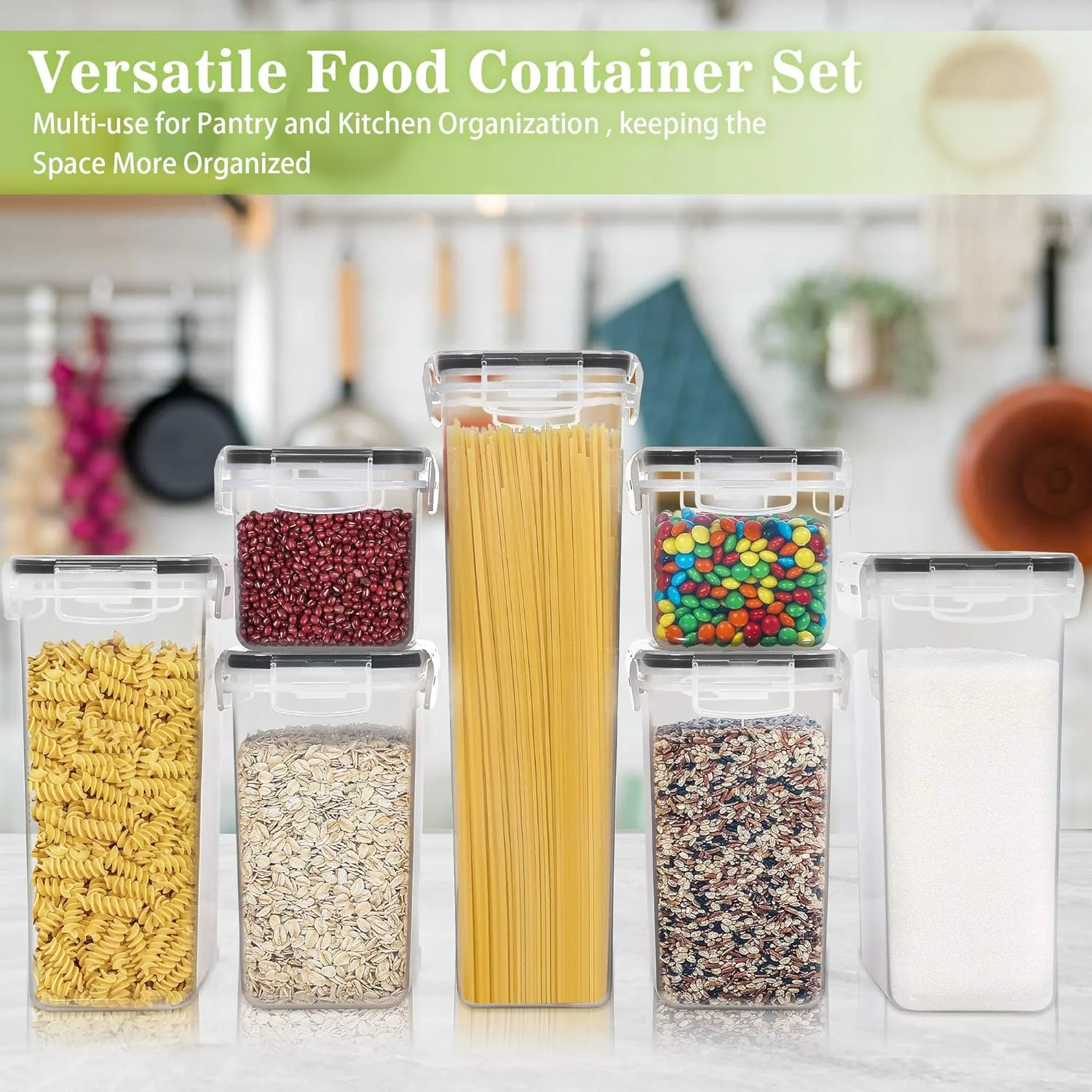 7 PACK Airtight Food Storage Containers With Lids, BPA Free Kitchen Storage Containers for Spaghetti, Pasta and More - Image 6