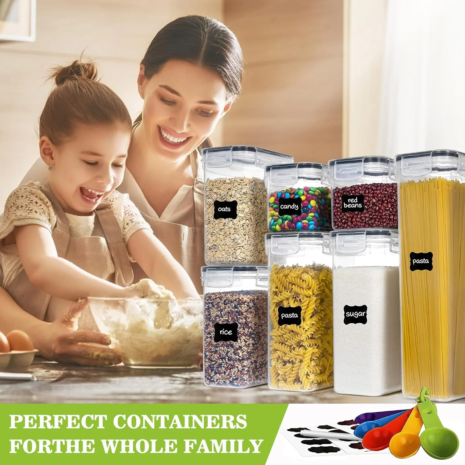 7 PACK Airtight Food Storage Containers With Lids, BPA Free Kitchen Storage Containers for Spaghetti, Pasta and More - Image 7