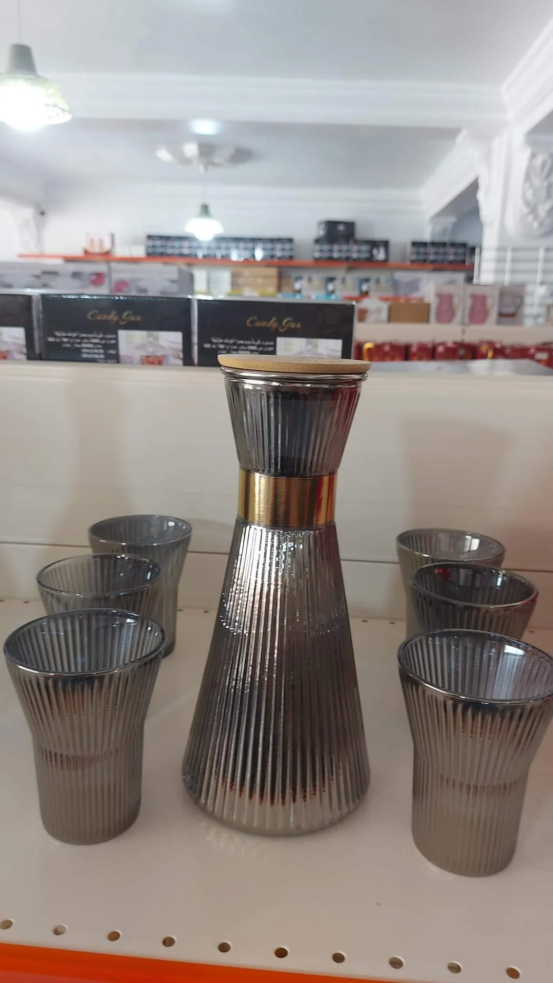 7 Pcs Set Quality Ribbed Flute Shaped Carafe Glass set - Image 3