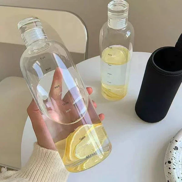 750ml Borosilicate Glass Water Bottle with Leak Proof Cap Time Marker for School Gym Daily Use - Image 3