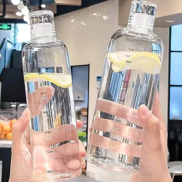750ml Borosilicate Glass Water Bottle with Leak Proof Cap Time Marker for School Gym Daily Use - Image 4