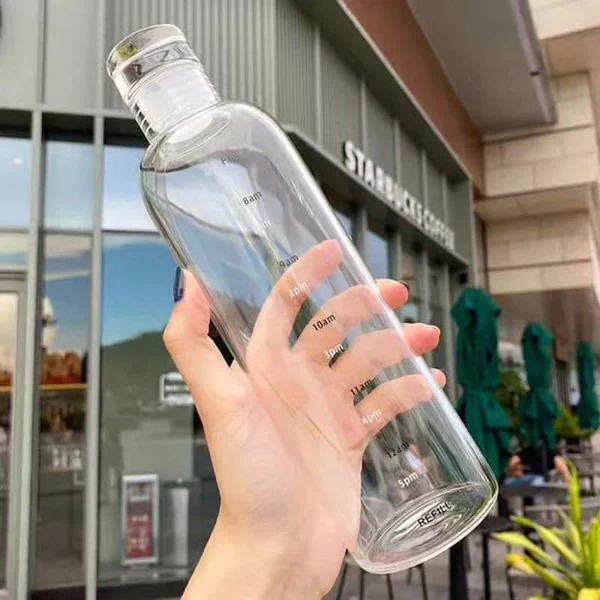 750ml Borosilicate Glass Water Bottle with Leak Proof Cap Time Marker for School Gym Daily Use - Image 5
