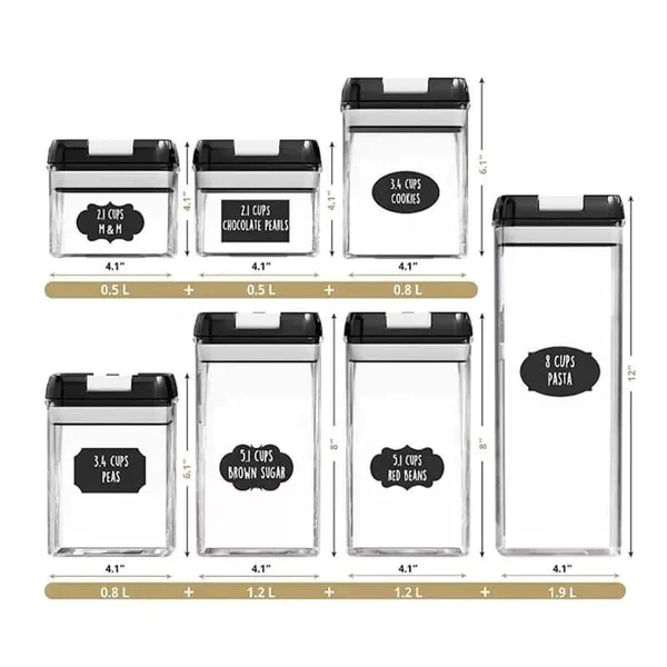 7pc Set Plastic Food Storage Container Jars - Image 2