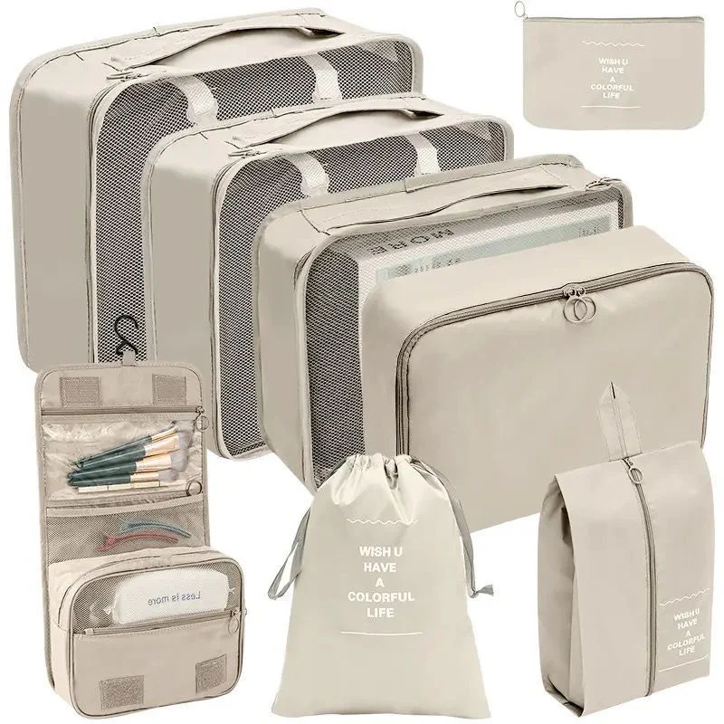 8pcs Travel Packing Organizer Set with Cosmetic Pouch/ Luggage Organizer - Image 3