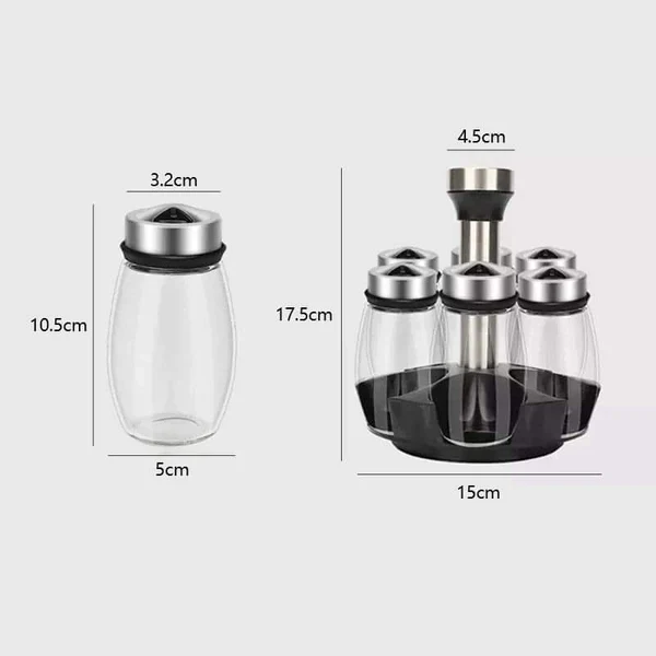 7pcs Rotating Cruet Condiment Seasoning Jars Set - Image 5