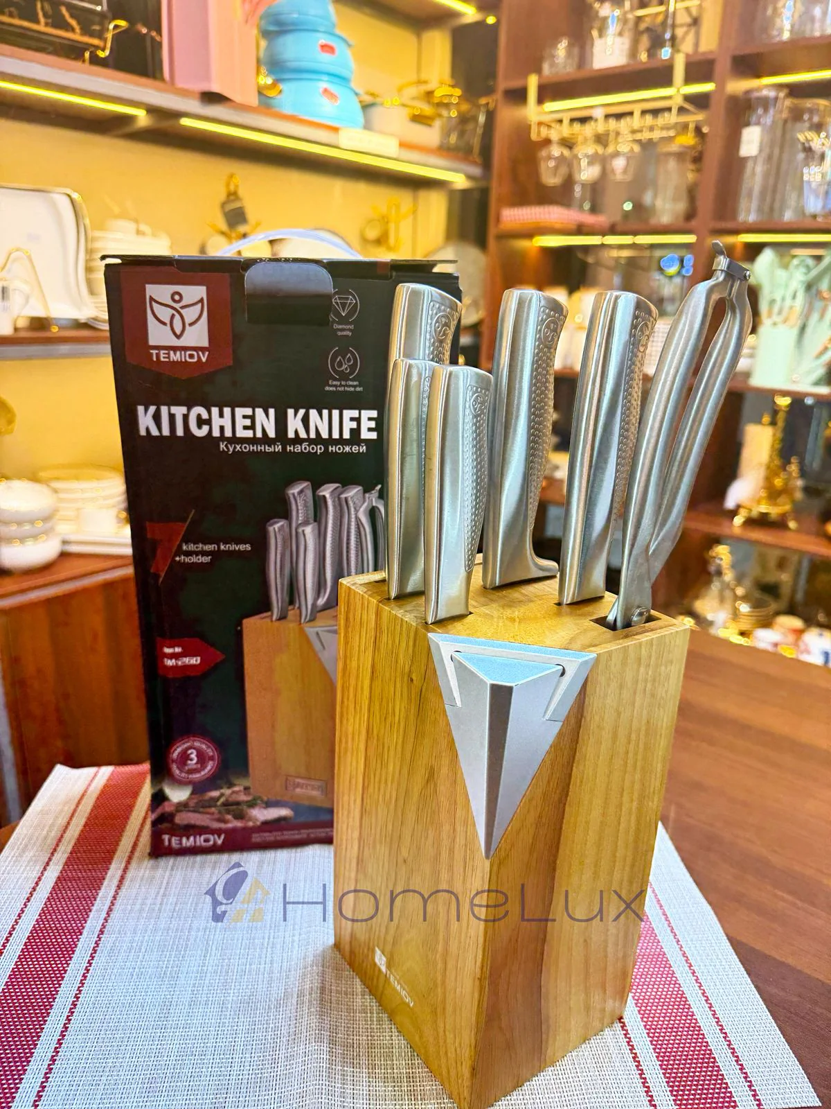 7pcs Stainless Steel Knife Set with Wooden Block | Hollow Handle Kitchen Knives in Kenya - Image 2