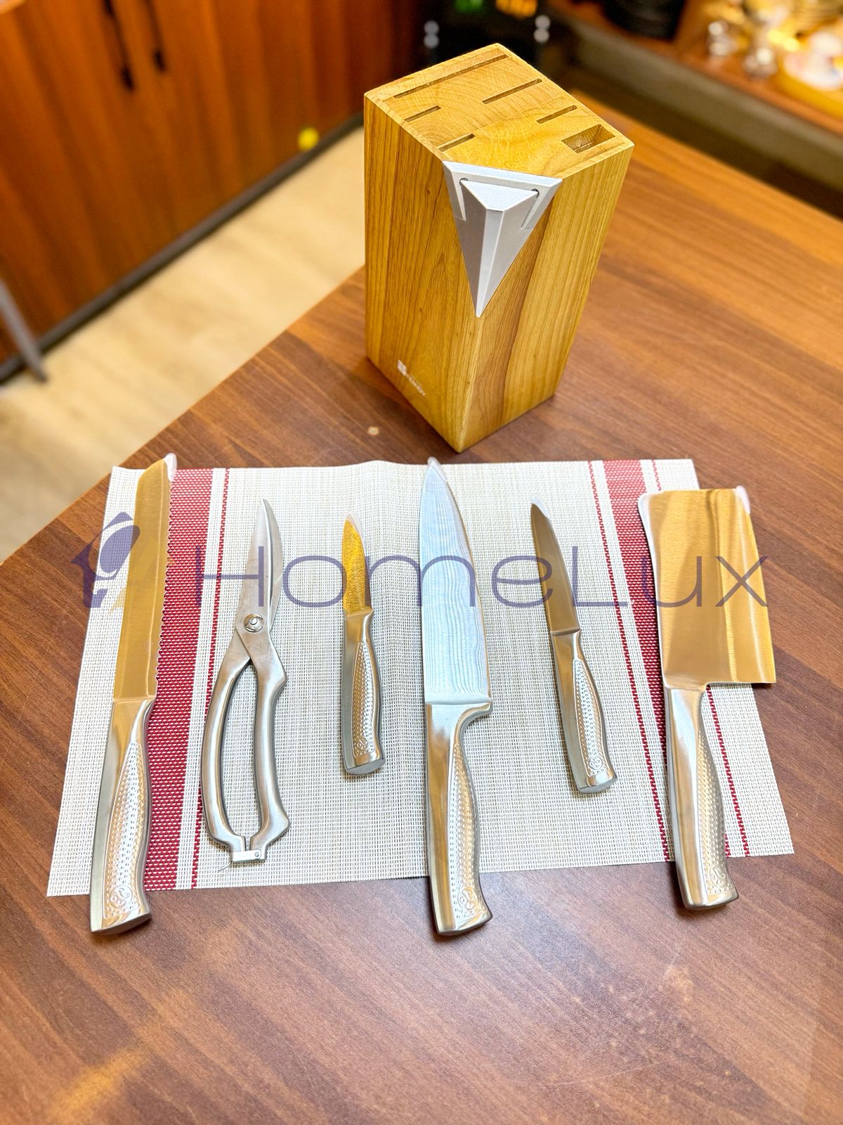 7pcs Stainless Steel Knife Set with Wooden Block | Hollow Handle Kitchen Knives in Kenya - Image 3