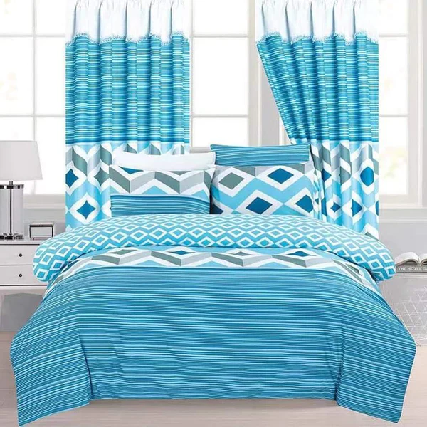 7pcs Woolen Duvet +Curtains Set - Image 2