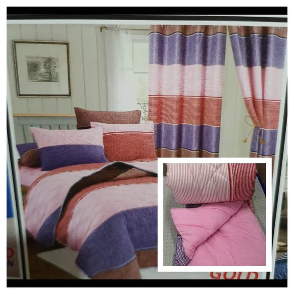 7pcs Woolen Duvet +Curtains Set - Image 4