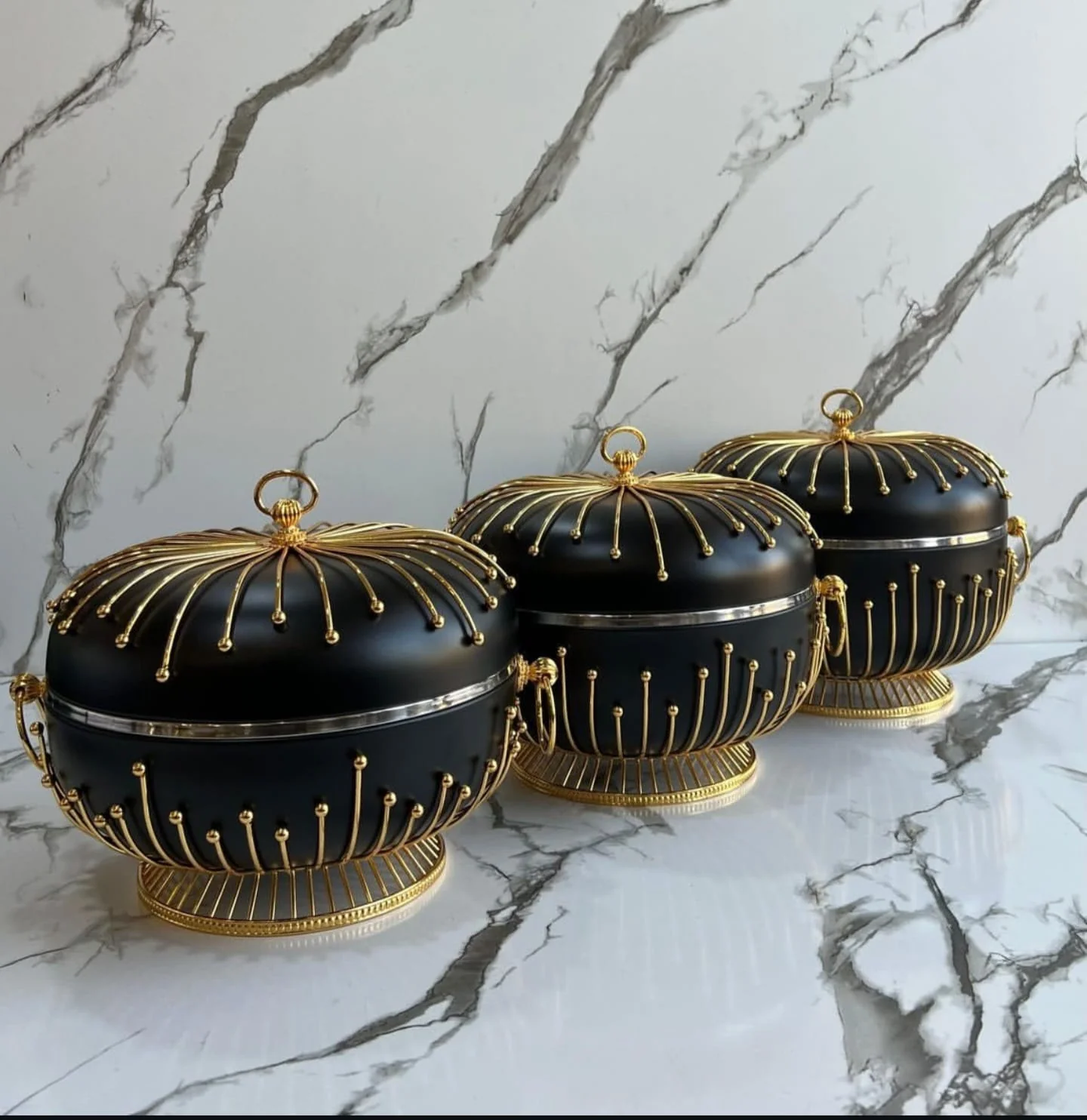 8.0L Round Chaffing Dish Buffet Food Warmer Luxury Stainless Steel Food Warmer with Glass Lid Kenya - Image 2