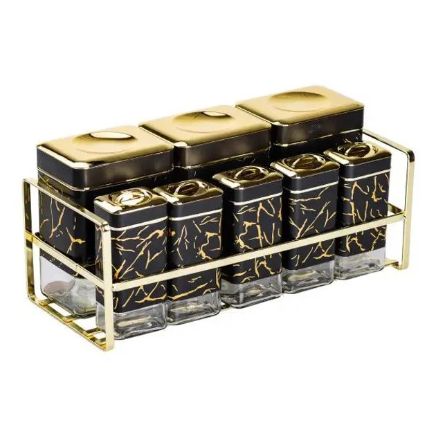 8-Piece Spice & Seasoning Storage Jars Set with Stand Coffee, Tea, Sugar & Condiment Containers Set - Image 7