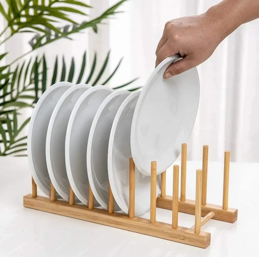 8 slot bamboo plate rack - Image 2