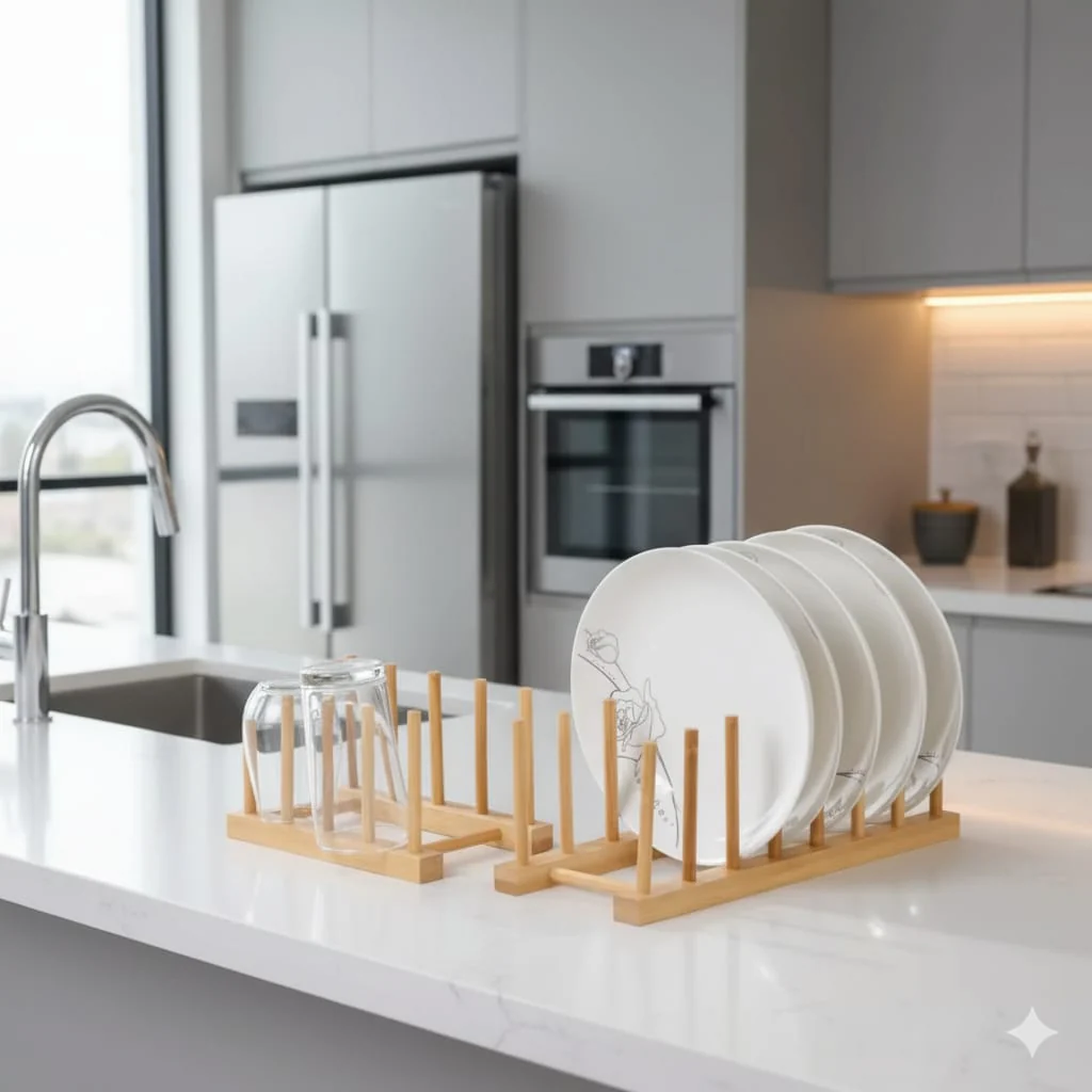 8 slot bamboo plate rack - Image 3