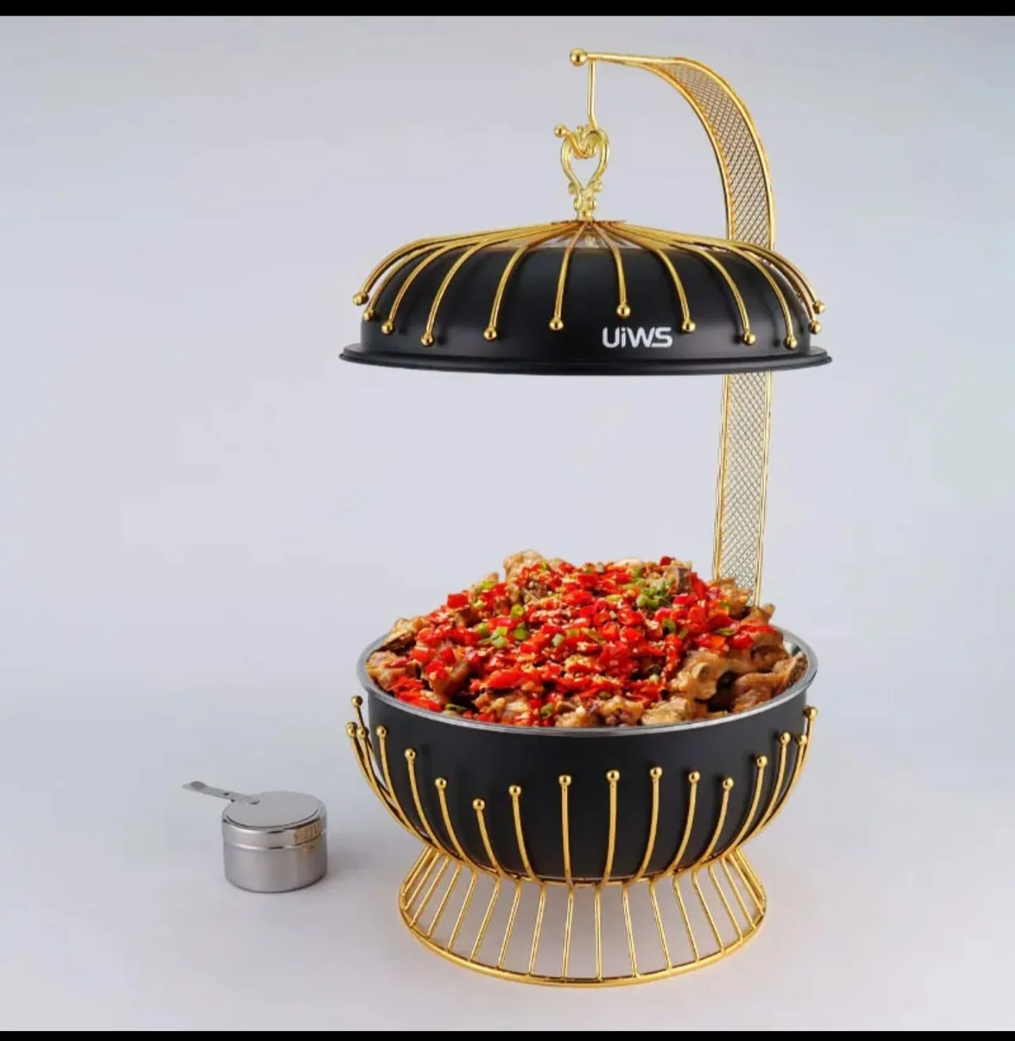 8L Round Chafing Dish Buffet Food Warmer with Glass Lid - Image 2