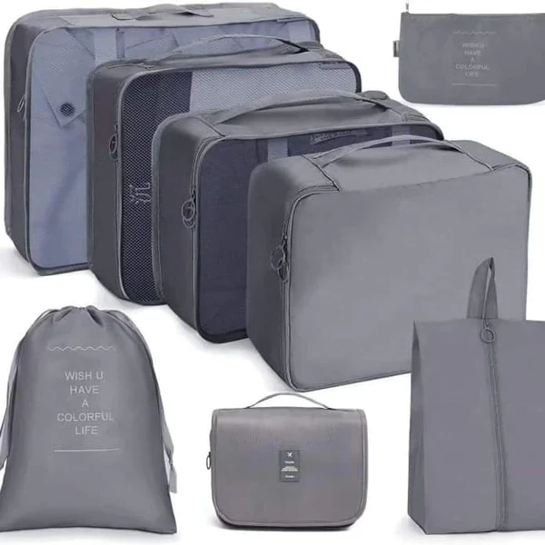 8Pc Travel Packing Cubes Organizer Set with Foldable Cosmetic Bag - Image 3