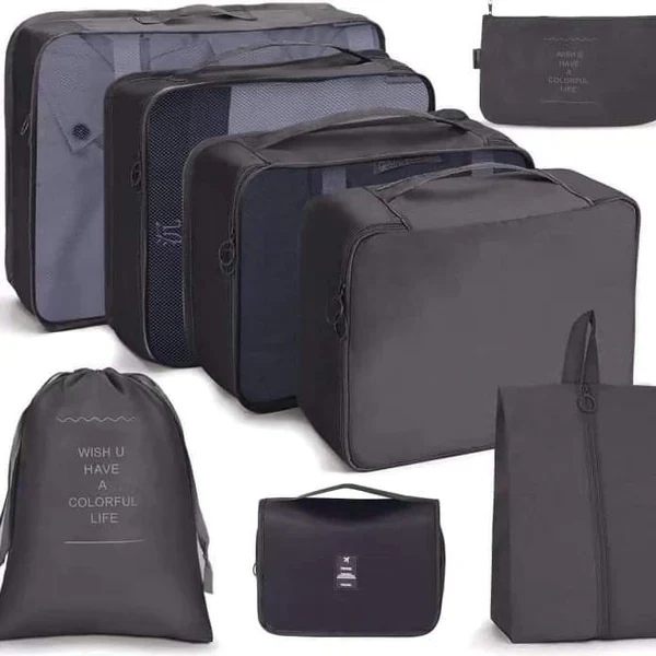 8Pc Travel Packing Cubes Organizer Set with Foldable Cosmetic Bag - Image 4