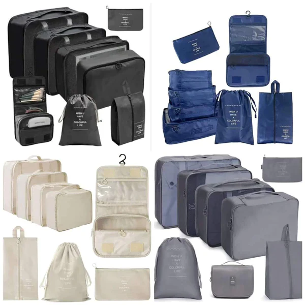 8Pc Travel Packing Cubes Organizer Set with Foldable Cosmetic Bag - Image 6