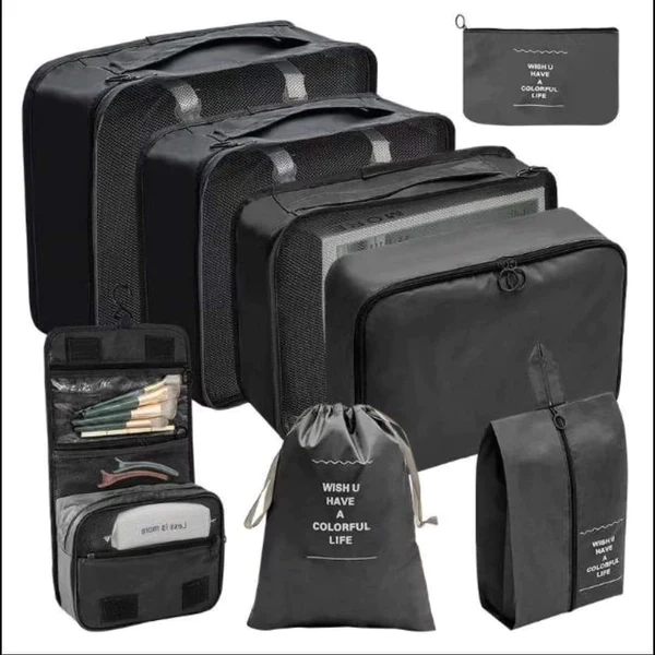 8Pc Travel Packing Cubes Organizer Set with Foldable Cosmetic Bag - Image 7