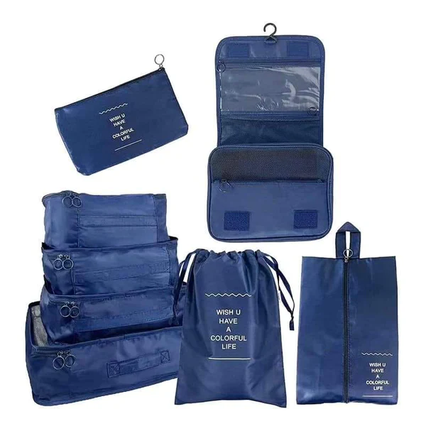 8Pc Travel Packing Cubes Organizer Set with Foldable Cosmetic Bag - Image 8
