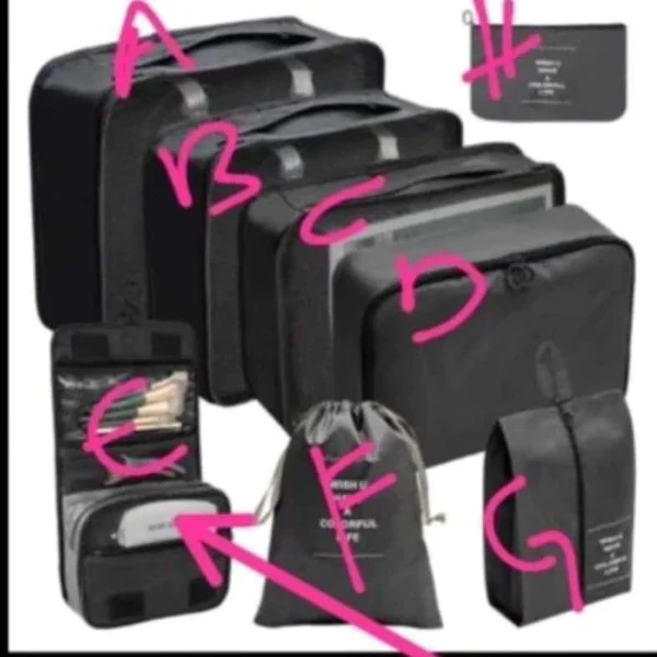 8Pc Travel Packing Cubes Organizer Set with Foldable Cosmetic Bag - Image 9