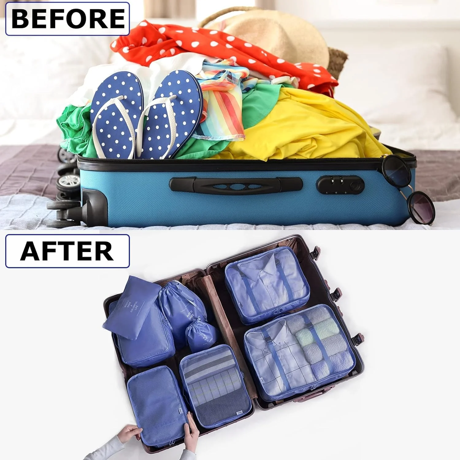8pcs Luggage Travel Organizer Cubes . Packing Organizers Set for Suitcases - Image 8