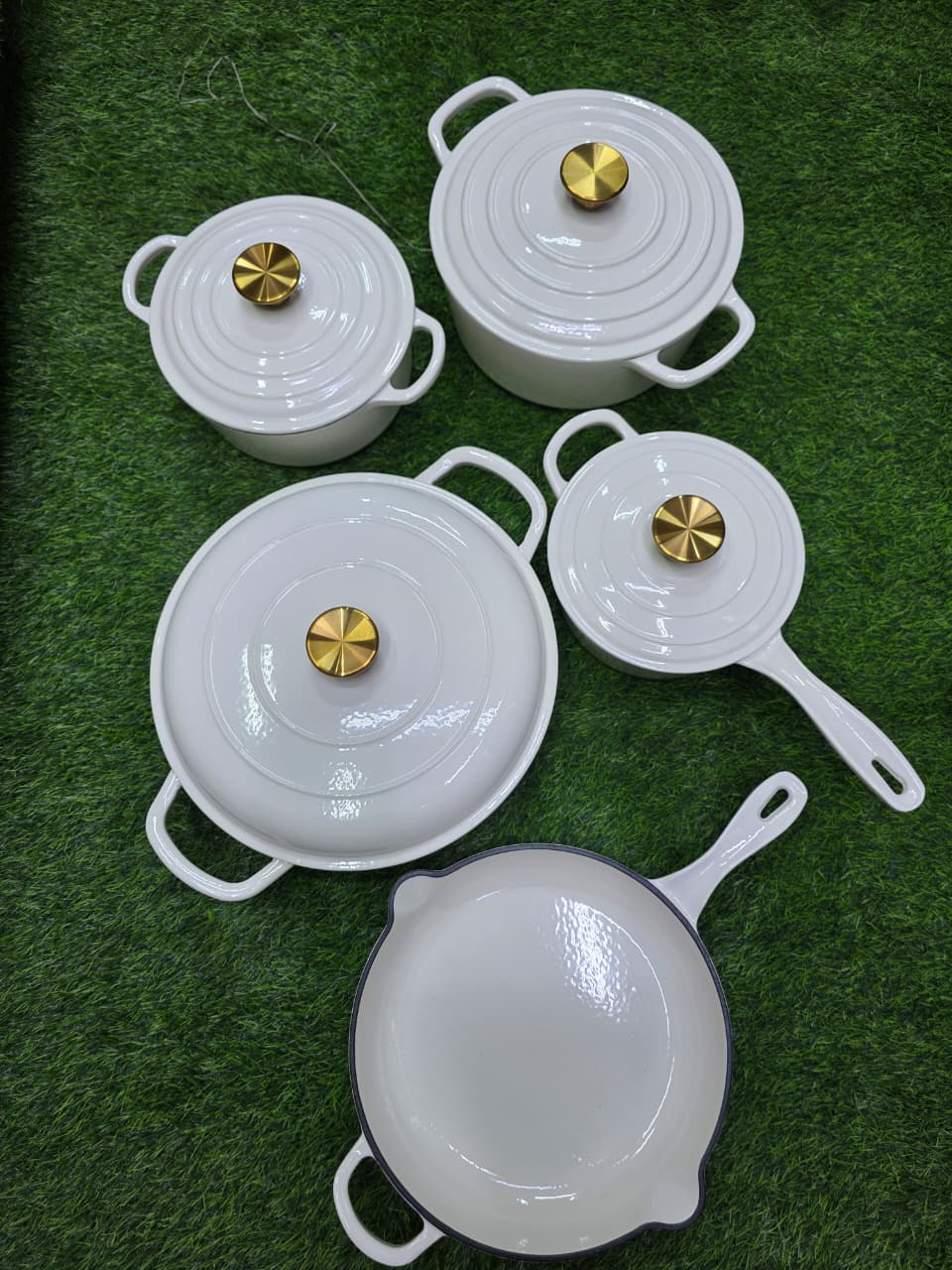 Enamel Cast Iron Cooking Pot Set Durable Heavy Duty Cookware with Lids - Image 11