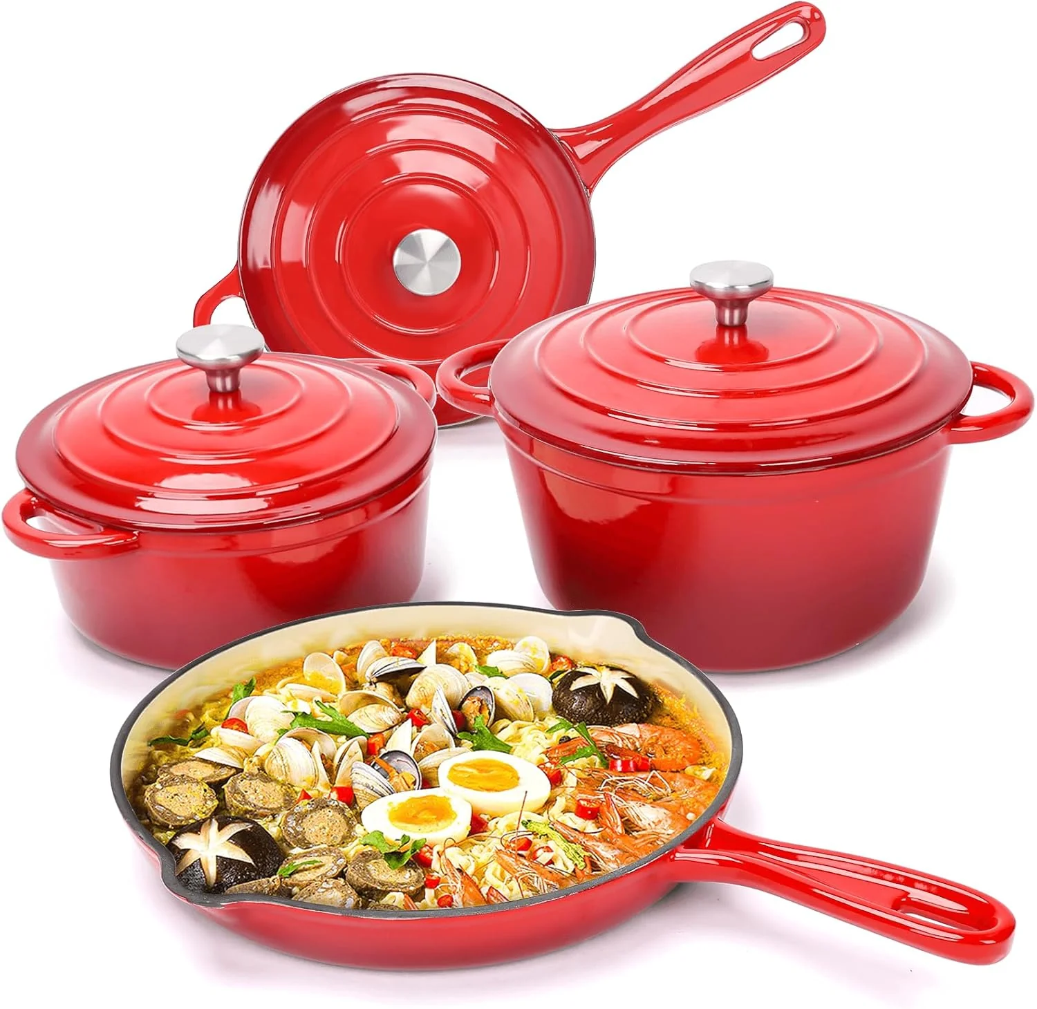 7 PCS Enamel Cast Iron Cooking Pots Set  Non-Toxic, Oven-Safe Pots for Kenyan Kitchens - Image 23