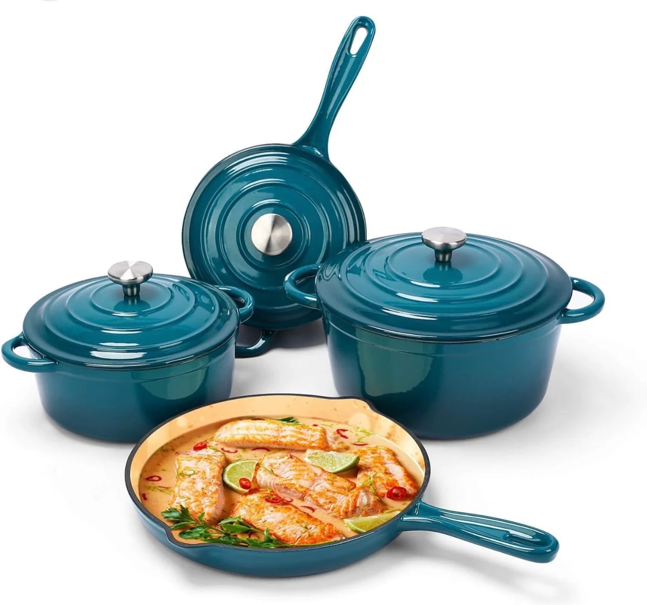 7 PCS Enamel Cast Iron Cooking Pots Set  Non-Toxic, Oven-Safe Pots for Kenyan Kitchens - Image 22
