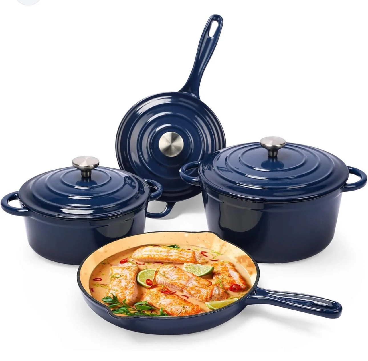 7 PCS Enamel Cast Iron Cooking Pots Set  Non-Toxic, Oven-Safe Pots for Kenyan Kitchens - Image 9