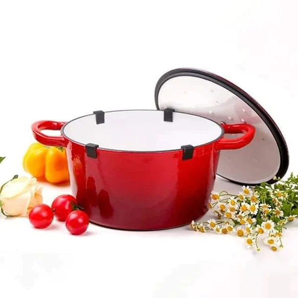 Enamel Cast Iron Cooking Pot Set Durable Heavy Duty Cookware with Lids - Image 4