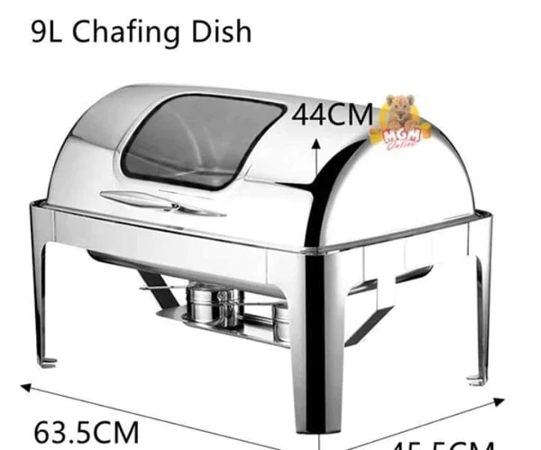 9 Litres Rectangular Roll Top Chafing Dish for Catering Buffets and Events - Image 3