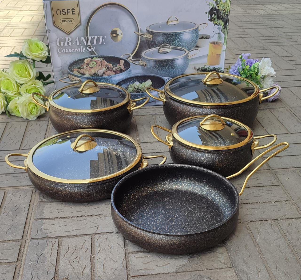 9pcs Granite Classy Cookware Set - Image 3