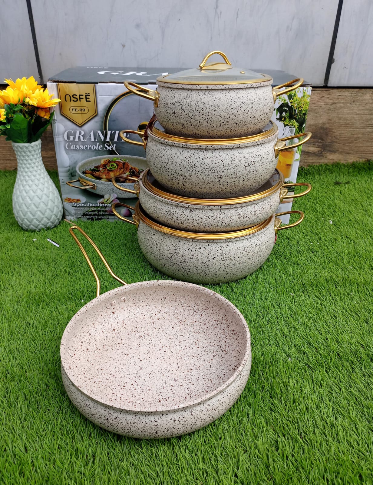 9pcs Granite Classy Cookware Set - Image 4