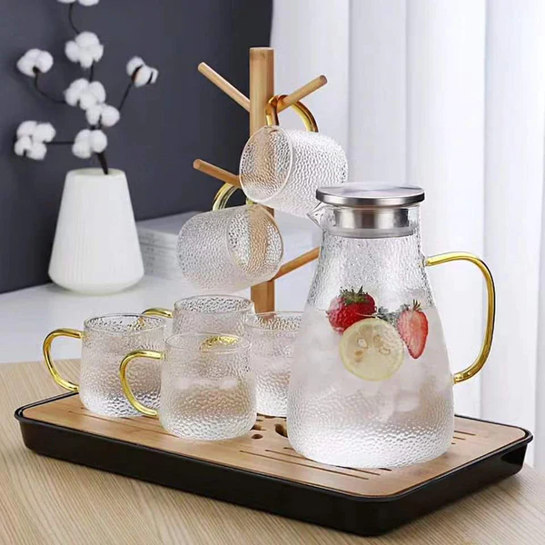 9pcs set Jug, stand, tray and 6cups - Image 2