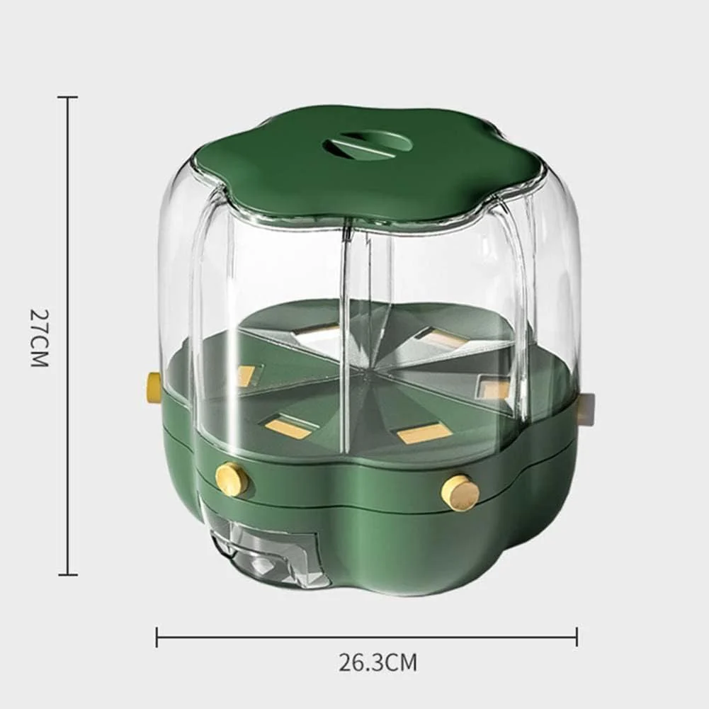 Rice Container Rice Storage Container 6-Grid Rotating Grid Grain Rice Dispenser - Image 5