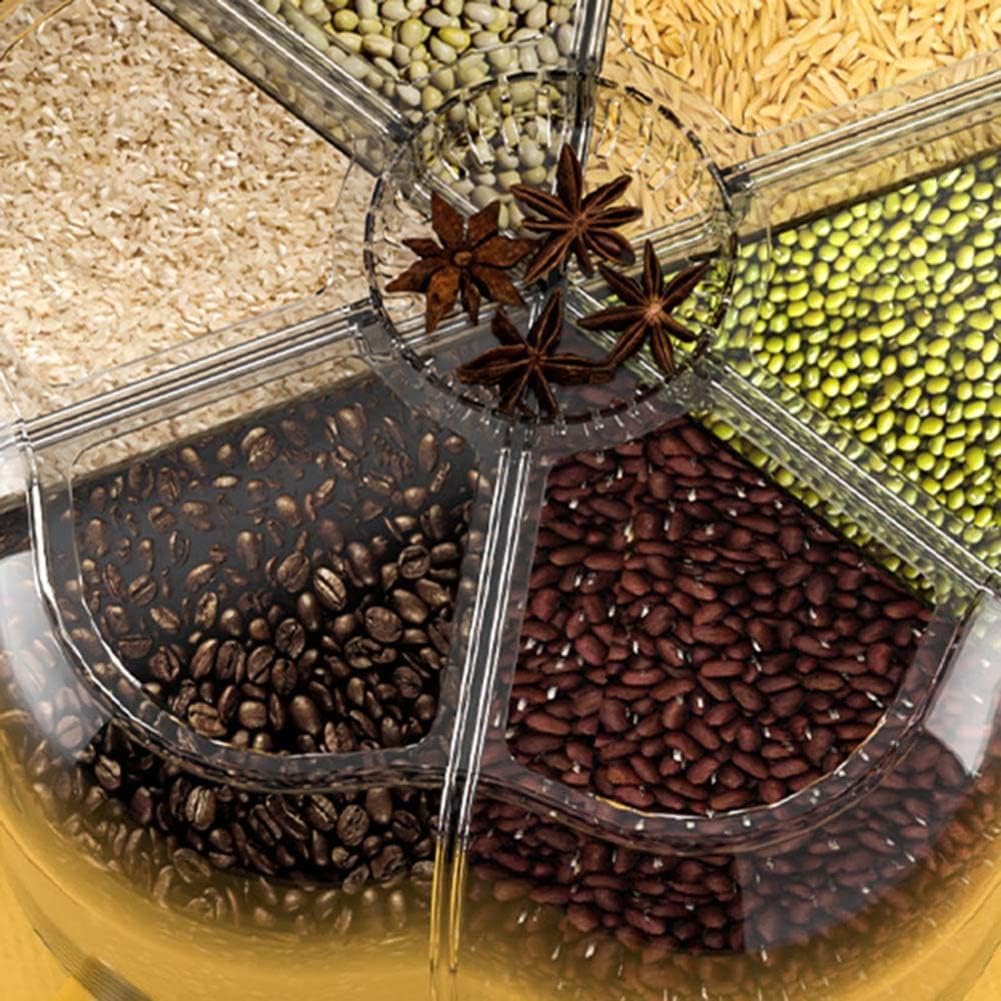 Rice Container Rice Storage Container 6-Grid Rotating Grid Grain Rice Dispenser - Image 6