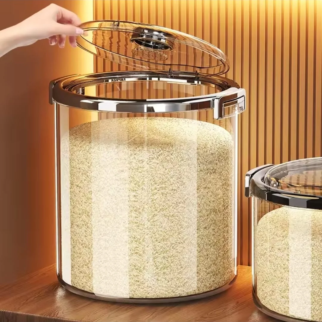 Acrylic Airtight Transparent Rice Bucket with Flip-Top Lid* - Image 3