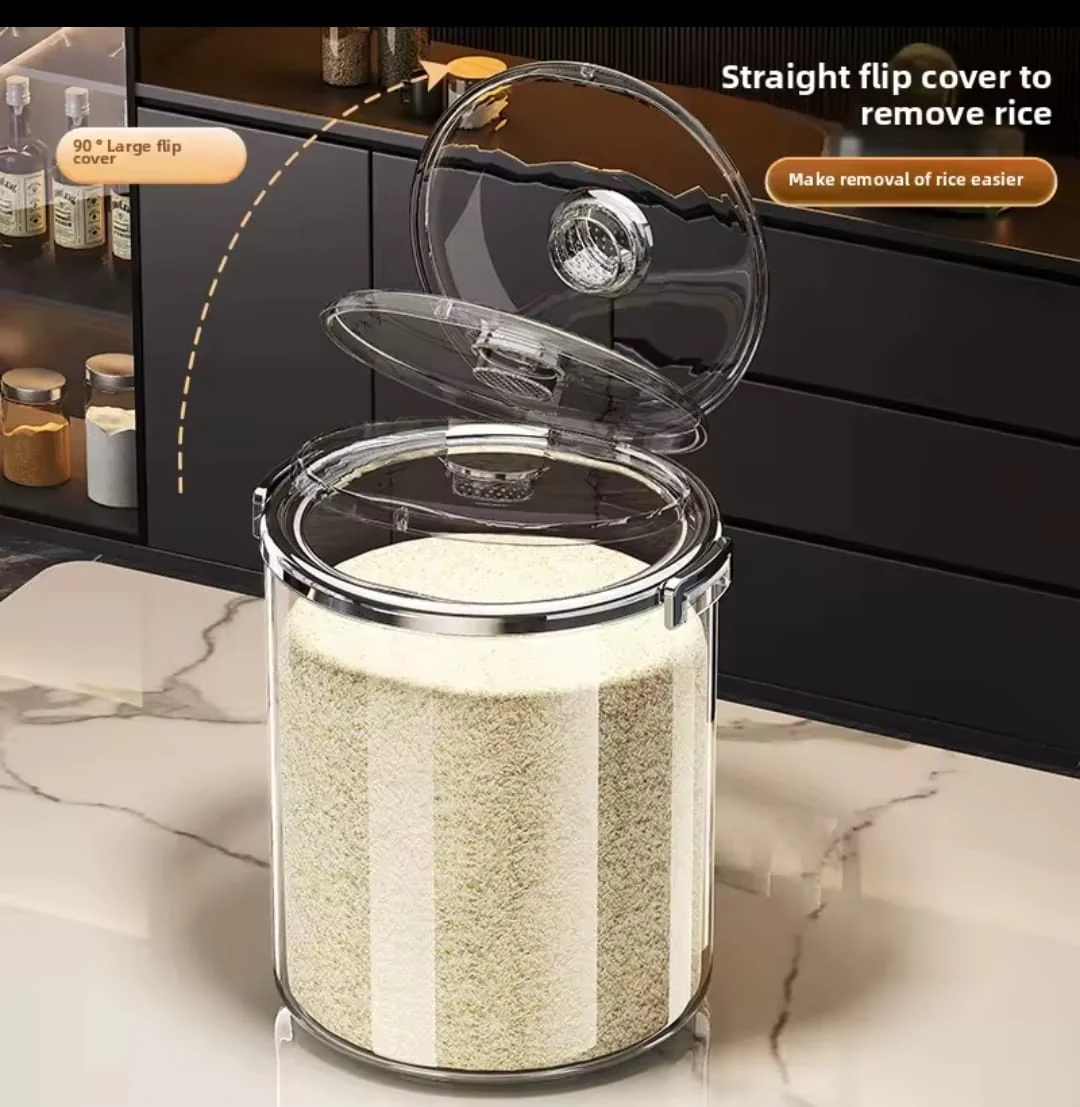 Acrylic Airtight Transparent Rice Bucket with Flip-Top Lid* - Image 4